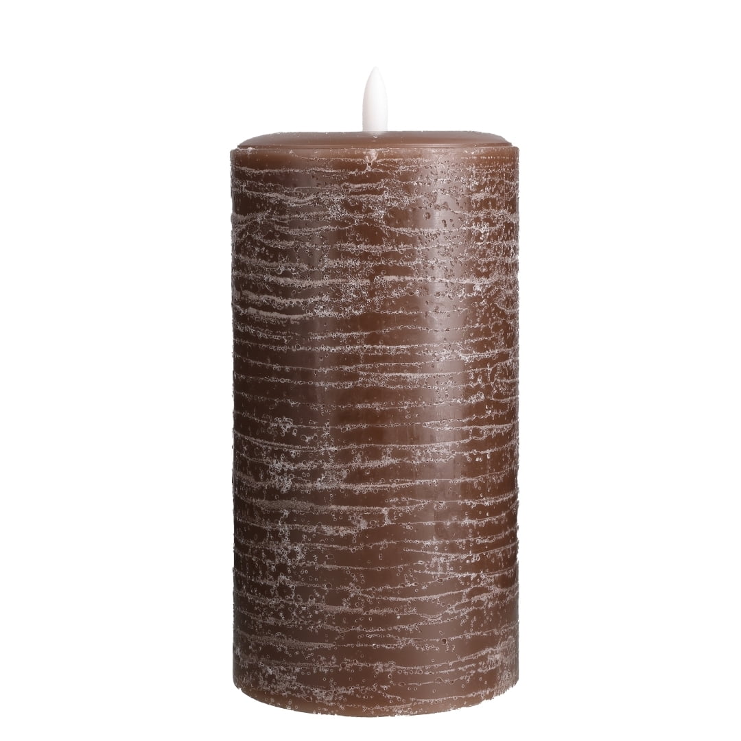 LumiPur Natural Glow Candles, Battery Operated Flameless LED Pillar Candle, Cocoa Brown, 3.5" x 7"