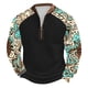 thumbnail image 2 of Blusas y camisas de manga larga con cuello redondo para hombre Sudadera con puños en los hombros estampada para hombre Blusa de poliéster de manga larga con cuello redondo para hombre, 2 of 3