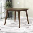 thumbnail image 3 of Allora Table à Manger Ronde en Bois Massif de 43 Pouces Style Mi-Siècle Moderne, Brun, 3 of 7