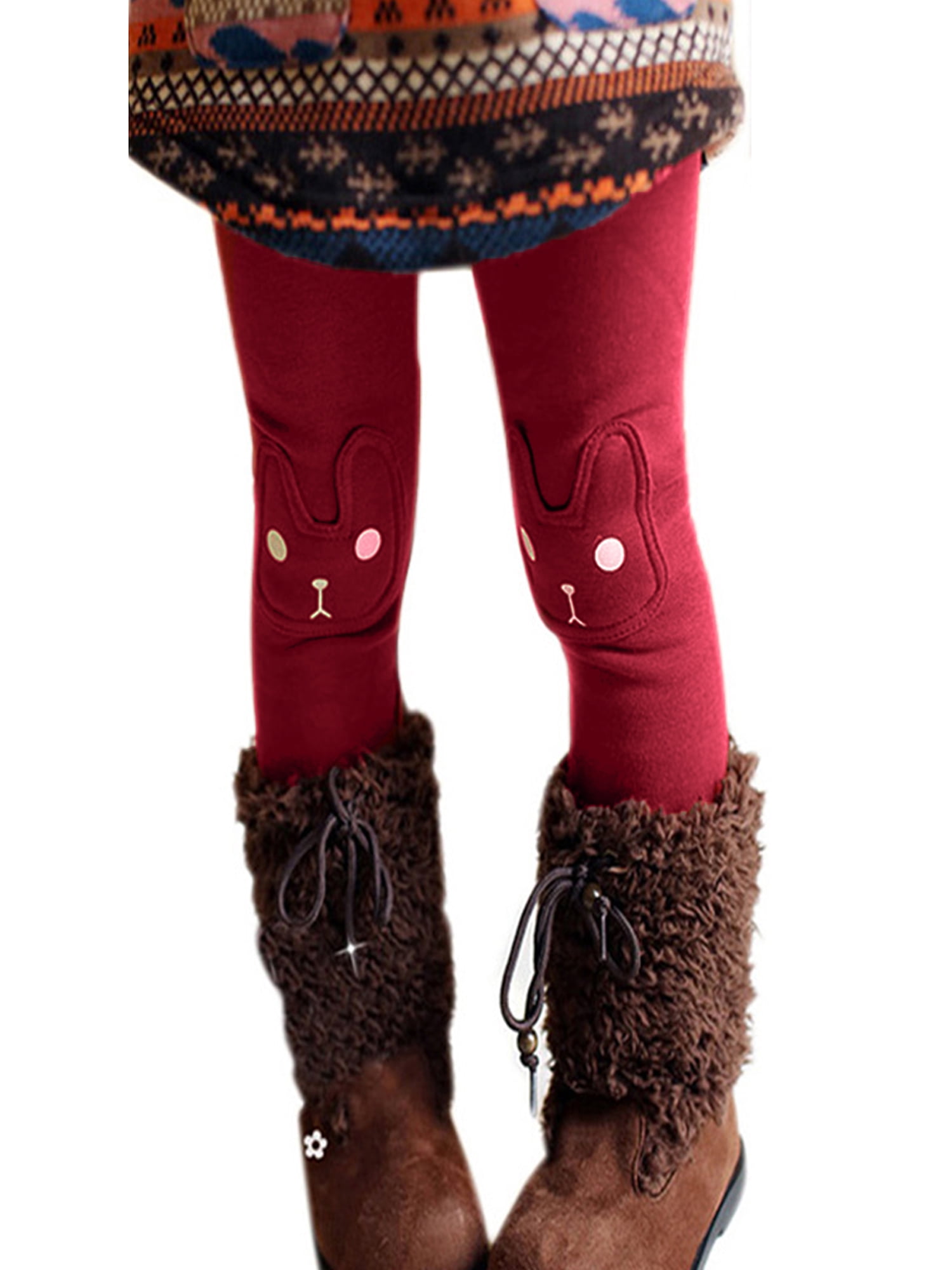 Winter Kid Girl Warm Thick Fleece Legging Thermal Trouser Pants Plain Oudoor 
