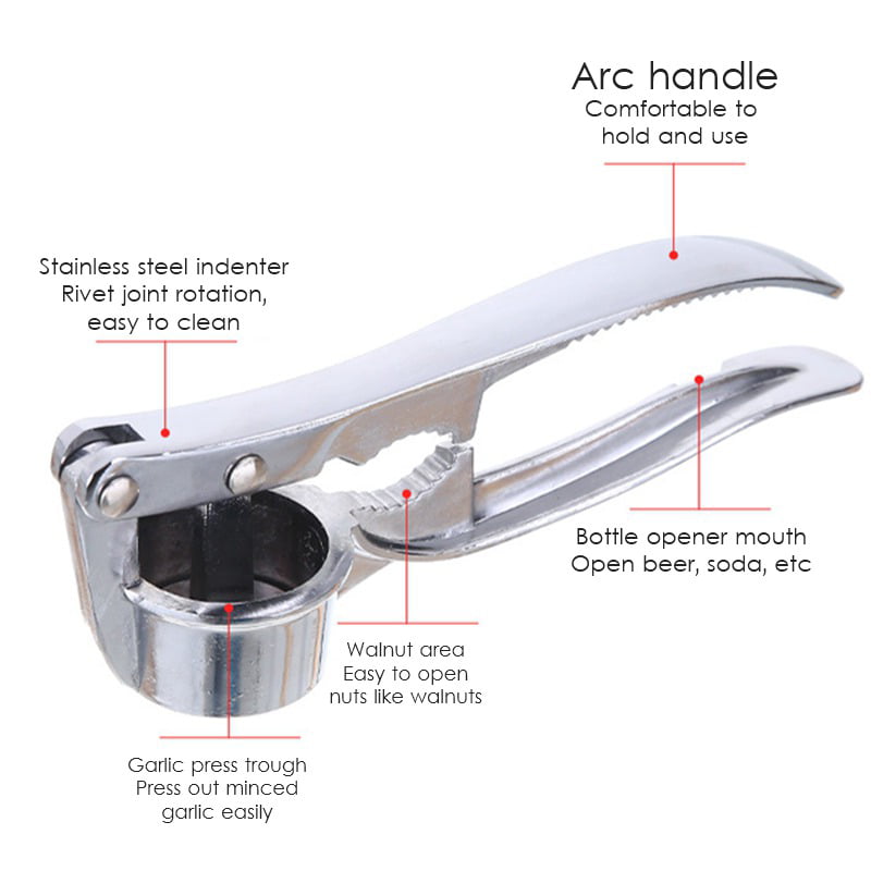 Multi-Function Garlic Press Stainless Steel Manual Double-Sided Garlic Press 