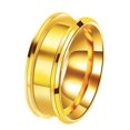 thumbnail image 3 of Anillo de acero inoxidable que no se desvanece. Anillo de dedo de acero de titanio con ranura de bisel doble de 8 mm y acabado dorado. Accesorios de joyería, 3 of 5