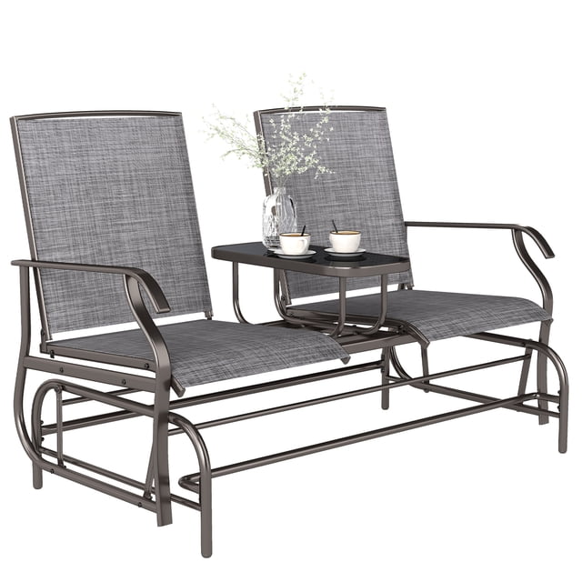 CoSoTower Patio Glider Rocking Chair 2 Person Outdoor Loveseat Rocker Garden Furniture Bench, Grey