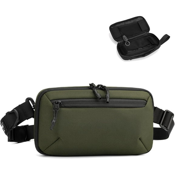 Small Fanny Pack Men Women, Waterproof Waist Bum Bag, 1.5L Adjustable Strap Crossbody Sling Bag​s W/D Ring for Travel Running Hiking