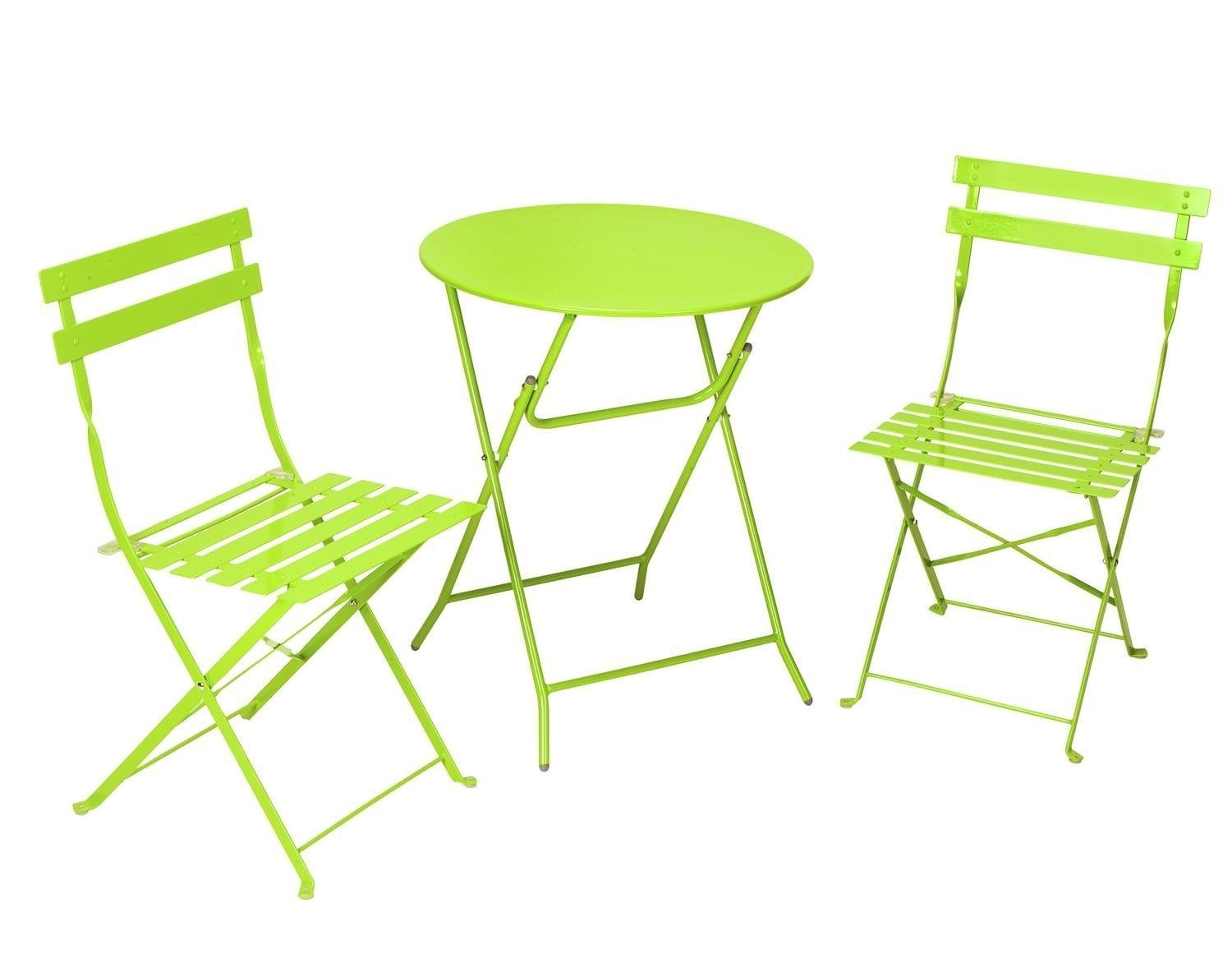 Cosco 3 Piece Folding Bistro Style Patio Table And Chairs Set Bright Green