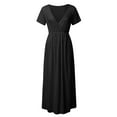thumbnail image 5 of 2025 Clearance! Womens Clothes Clearance asdoklhq Maternity Dress,Woman Solid V-Neck Short Sleeve Elasticity Pregnant Maternity Nursing Long Dress, 5 of 6