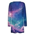 thumbnail image 5 of Amidoa Open Front Cardigans for Women Long Sleeve Summer Purple Long Graphic Light Boho Cardigans Sweaters for Women L, 5 of 5