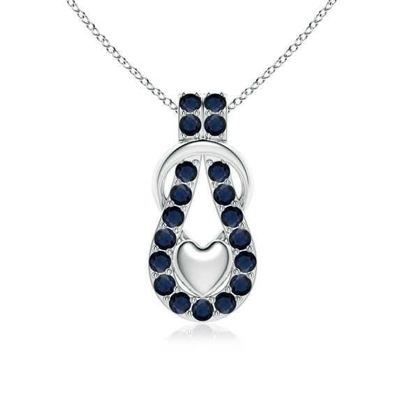Angara Natural Blue Sapphire Necklace - Sapphire Infinity Knot Pendant with Puffed Heart in Platinum for Women