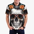 thumbnail image 1 of Balery Flower Horn Skull A Camisa Polo de Hombre con Estampado, de Manga Corta y Tejido Medio, Camisa Tipo Golf Polo-Small, 1 of 6