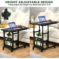 thumbnail image 6 of iSunirm Height Adjustable C Shaped End Table with Charging Station, Mobile Laptop Side Table with USB Ports, 2-tier Sofa Couch Table with Storage Shelf, for Living Room, Bedroom, Black, 6 of 8