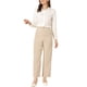 thumbnail image 2 of Pantalones de Negocios Elegantes INSPIRE CHIC para Mujer con Cintura Elástica y Decoración de Botón, Pantalones Rectos de Trabajo Beige XL, 2 of 5