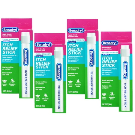 4 Pack - Benadryl Itch Relief Stick 0.47 Oz 14 Ml Each