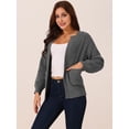 thumbnail image 2 of DARING DIVA Women's Open Front Knitted Casual Cardigan with Pockets M Dark Grey, 2 of 5