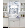 thumbnail image 4 of Blue Ombre Leaves Kitchen Curtains Sets 24 Inch Length with Valance, Gray Branches Forest Swag Valances and Tiers Curtain Set Drapes Swag Curtains for Living Room, Bathroom, Bedroom, Cafe, 4 of 6