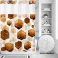 thumbnail image 4 of No Hook Shower Curtain with Built-in Rings - Orange White Gold Geometric Washable Waterproof Fabric Bathroom Curtains for Hotel,Rentals, 72X 96 Inch Extra Long , Modern Abstract Hexagon Pattern, 4 of 9