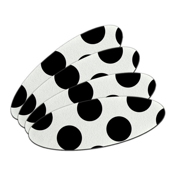 Mega Polka Dots Black White Double-Sided Oval Nail File Emery Board Set 4 Pack