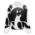 thumbnail image 5 of Jackets for Women Winter Coat Jackets Flannel Stand Collar Jacket(Yin Yang Cat Art Print,Size:S-4XL), 5 of 7