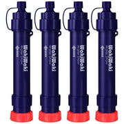 Membrane Solutions Straw Water Filter, Portable Personal Water Filter, Detachable 4-Stage 0.1-Micron Water Purifier Emergency Kits for Camping Backpacking Hiking Biking Travel Survival, 4 Pack