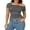 Dark Grey, variant on Michellecmm Women's Asymmetric Tops Off Shouler Short Sleeve Ruched T-Shirt