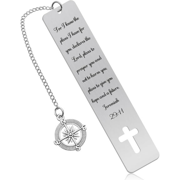 Christian Inspirational Bookmark Religious Gifts for Godson Goddaughter Daughter Son Bible Verse Bookmarks for Book Lovers Teens Baptism Gifts Metal Book Markers