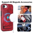 thumbnail image 3 of Case for iPhone 16e for Men Women, Compatible with Magsafe, Stylish Ultra Slim Anti-Slip PU Leather Drop Protective Luxury Lightweight Bracket Phone Cover for iPhone 16e, Winered, 3 of 8