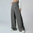 thumbnail image 2 of Wide Pants, Audhol Womens Casual Wide Leg Dress Pants High Waist Tailored Down Trousers with Pockets Womens office Pants Grey XL, 2 of 8
