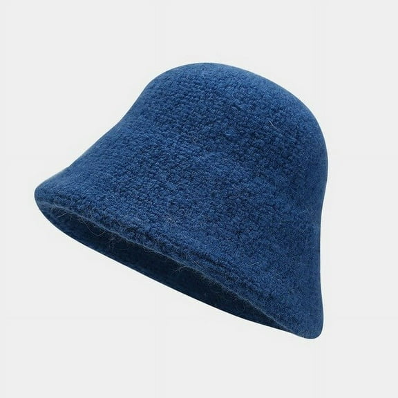 COCOpeaunt Winter Bucket Hat for Women Thickened Warm Ear Protector Cap French Wool Hat Lady Panama Outdoor Hiking Knitted Fisherman Cap