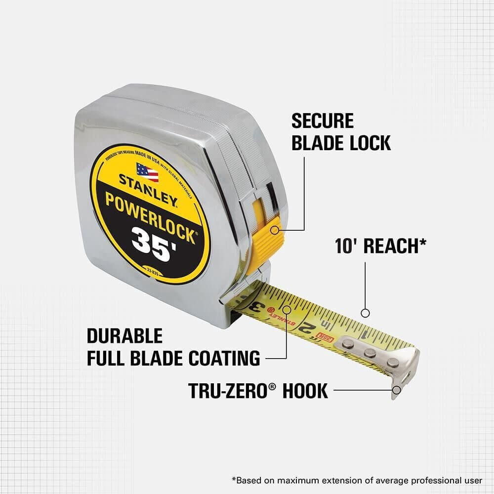 STANLEY 35ft Chrome Tape Measure | 33-835