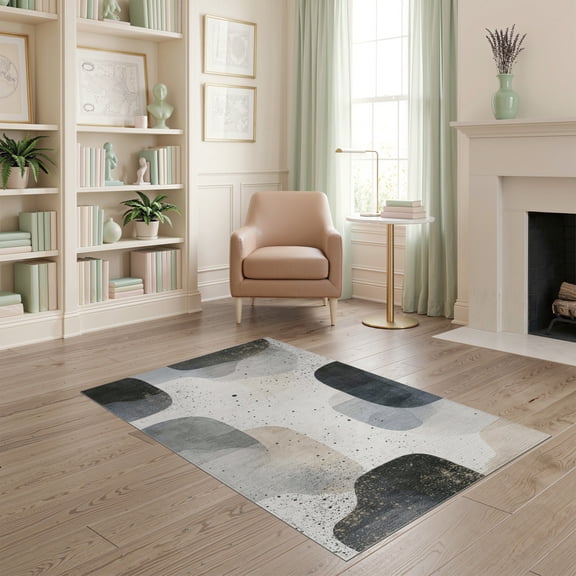 ODIKA Entryway Faded Abstract Brushstroke Terrazzo Speckled Bathroom Pet Friendly & Kids Safe Play for Playroom, Bedroom, Reading Nook