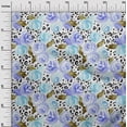 thumbnail image 2 of oneOone Velvet Aqua Blue Fabric Flower Watercolor Sewing Material Print Fabric By The Yard 58 Inch Wide, 2 of 5