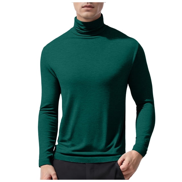 HBFAGFB Long Sleeve Work Shirts for Men Turtleneck Bottoming Tops Versatile Fall Clothes Green Size S