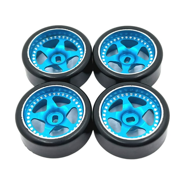 Llanta de rueda Bewildely 27mm para coche de control remoto 4 piezas para 1/28 Wltoys K969 K979 K989 Kyosho color cielo azul