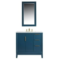 Water Creation Elizabeth 36" Wood Single Bathroom Vanity in Monarch Blue/Gold