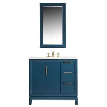 Water Creation Elizabeth 36" Wood Single Bathroom Vanity in Monarch Blue/Gold