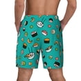 thumbnail image 3 of Sigee Sushi Print Mens Swim Trunks with Compression Liner Quick Dry Swim Stretch Beach Shorts with Pockets,S-3XL, 3 of 7