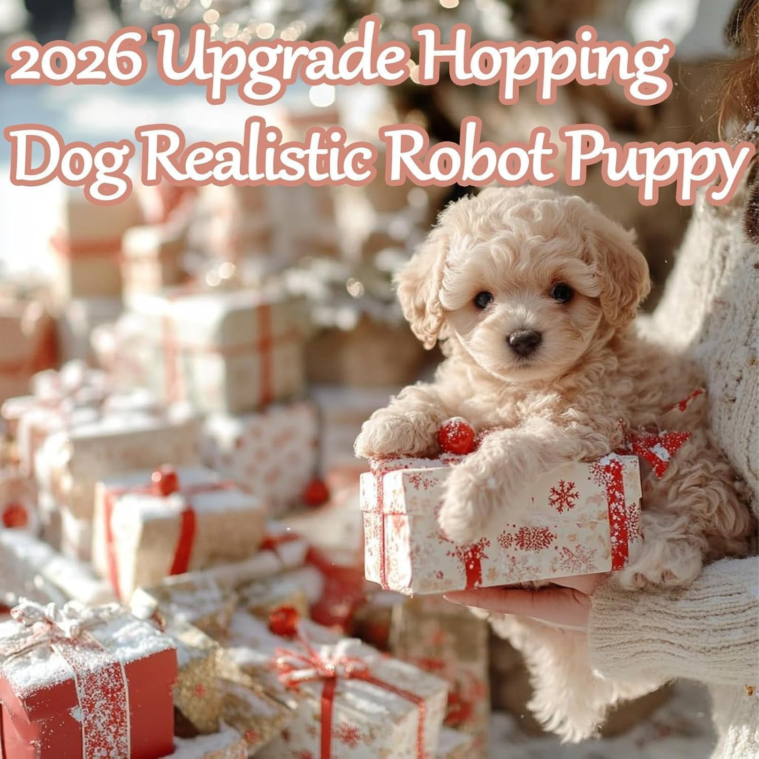2026 Upgrade Hopping Dog Realistic Robot Puppy, Interactive Plush Robot Dog, Simulation Puppies Animal Toy, Walks, Barks, Wags Like a Real Puppy, Gifts for Pet Lovers (A)