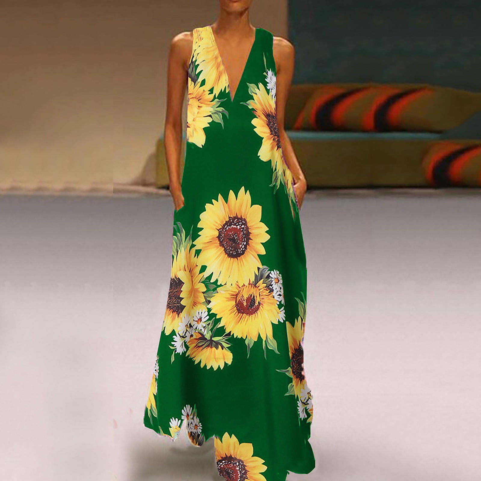 sunflower print dress