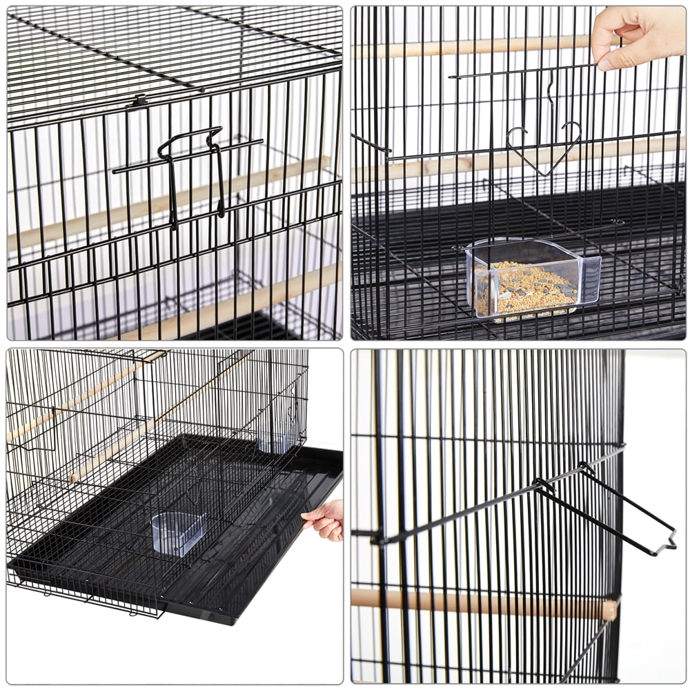 Easyfashion 47" Bird Cage with Slide-Out Tray, Black
