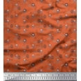thumbnail image 1 of Soimoi Orange Modal Satin Fabric Crossbone & Skull Halloween Print Sewing Fabric Yard 42 Inch Wide, 1 of 1