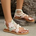 thumbnail image 4 of Tawop Platform Sandals Women Womens Slip On Shoes Flat Sandal Beach Lace Thong Toe White Size 6.5, 4 of 9