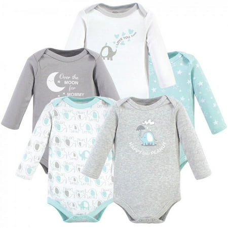 UPC: 0660168606621 | Luvable Friends Baby Boy Cotton Long-Sleeve Bodysuits 5pk Boy Basic Elephant 12-18 Months