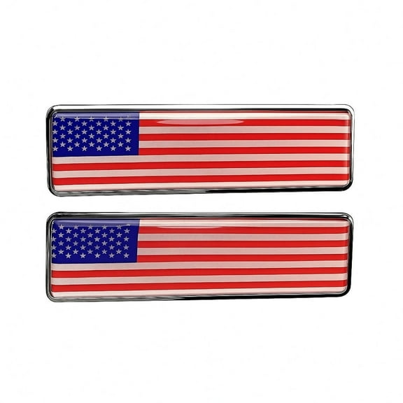 2-Pack Metal American Flag Emblem Badges for Motorcycle Trunk or Fairing