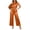 Orange, variant on Womens Satin Two Piece Set Asymmetrical One Shoulder Top High Waist Wide Leg Pants Elegant Party Outfit Sky Blue XXXL(XXXL)