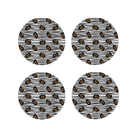 

Matuu Haloween Pumpkins for Cup Coasters Set of 4 Leather Coasters Desk Coasters for Office Measures 4” x 4”-Round Shape