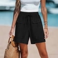 thumbnail image 5 of SwiftWear Women's Cotton Long Shorts with Big Pockets Drawstring Elastic Waist Casual Loose Fit knee Length Bermuda Shorts for Summer, 5 of 6