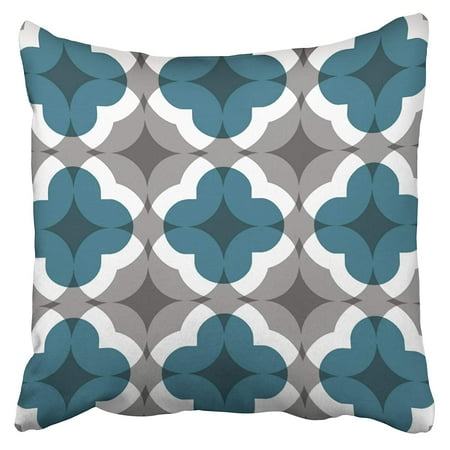 Teal Floral Pattern BPBOP Abstract Floral Clover Pattern In Teal And Grey Pillowcase Cushion Cover 20x20 inch ()