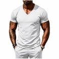 thumbnail image 2 of MHOSTAFH Men's V Neck Tees Shirts Casual Solid Color Short Sleeve Gym Athletic Tops Lightweight Breathable Workout T-shirt, 2 of 9