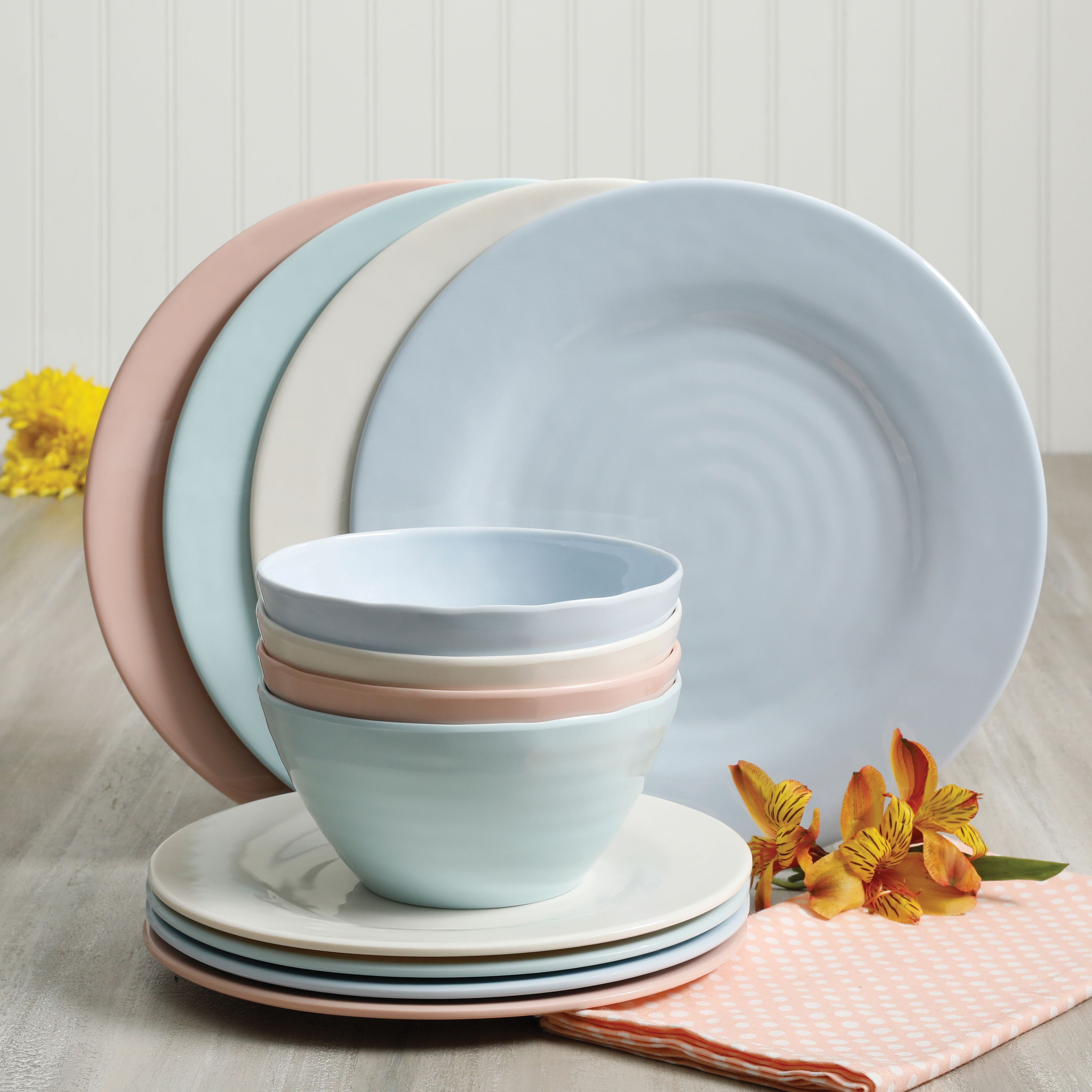 Gibson Home Brela Pastel Melamine Piece Dinnerware Set Walmart Com