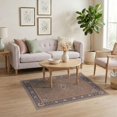 thumbnail image 3 of ODIKA 4'x6' Taupe Plum Traditional Medallion Washable Area Rug Ornate Geometric Floral Border Design With Central Diamond Motif Classic Non-Slip, Chair-Friendly, Flatwoven for Home Office, Under Desk, 3 of 7