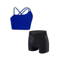 thumbnail image 6 of Miutii Kids Girls Sports Yoga Workout Outfits Backless Tank Top Camisole Vest with V-Front Waistband Royal Blue&Black 14, 6 of 9